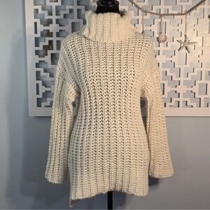VENUS Cream Chunky Knit Turtleneck Sweater Tunic Size S
